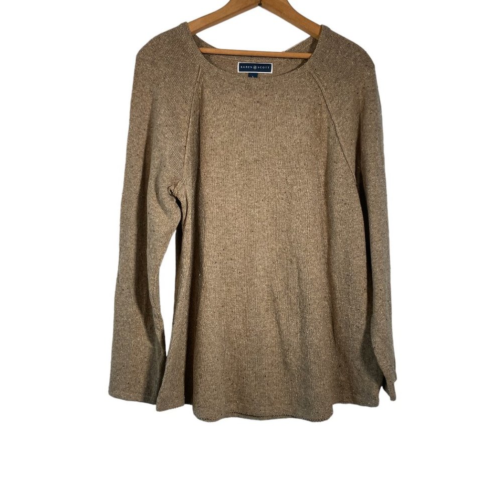 Karen Scott Tan Sweater Cotton Blend LARGE
